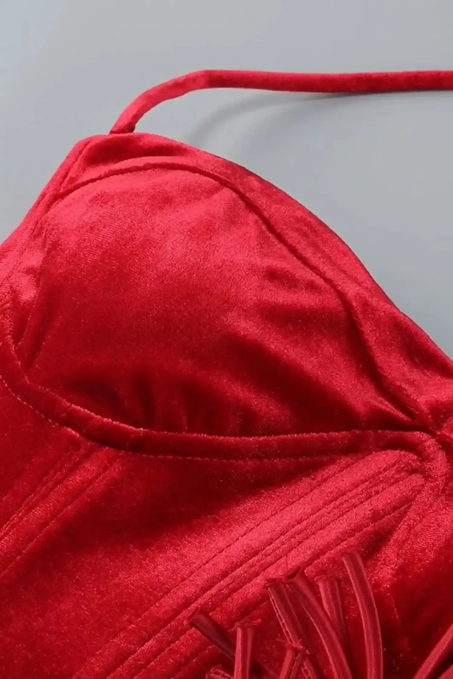 Red Velvet Corset Top And Bubble Floral Skirt Set Dress