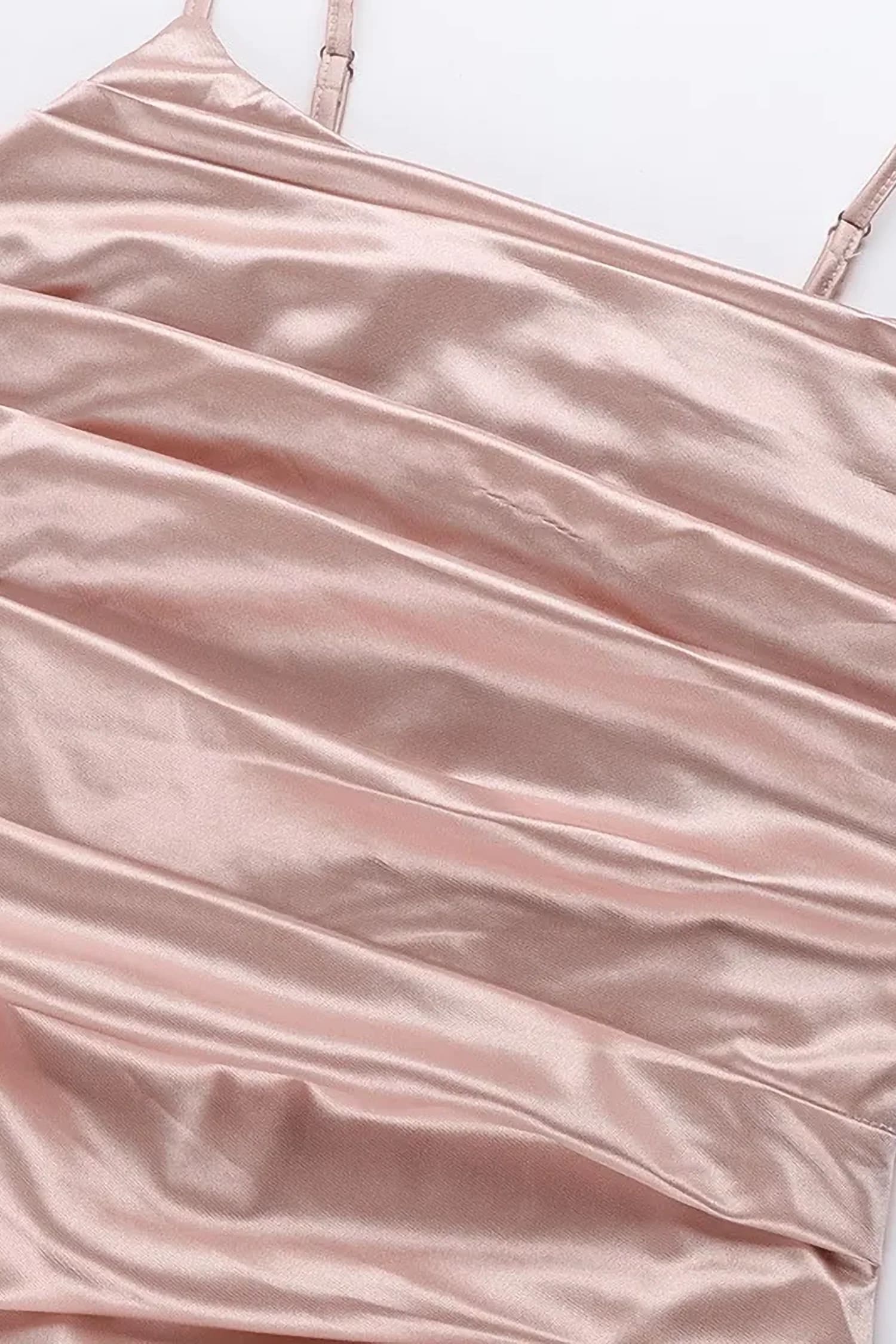 Rose Gold Satin Maxi Slit Dress