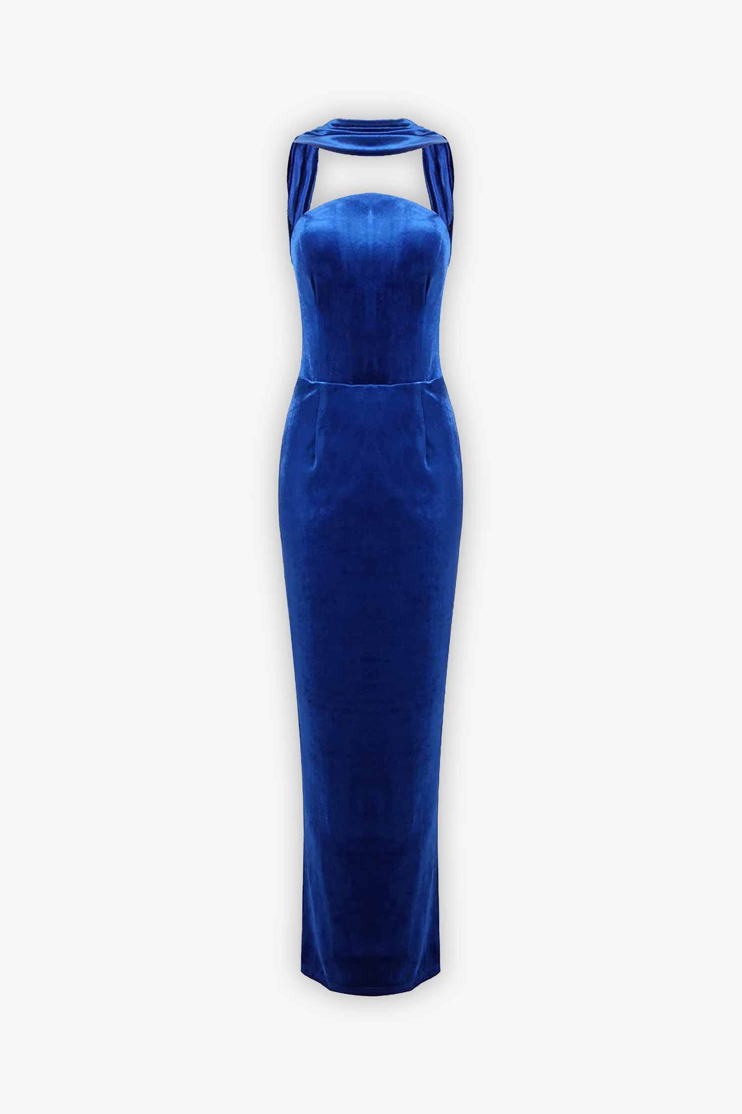 Royal Blue Velvet Halter Maxi Dress Dress
