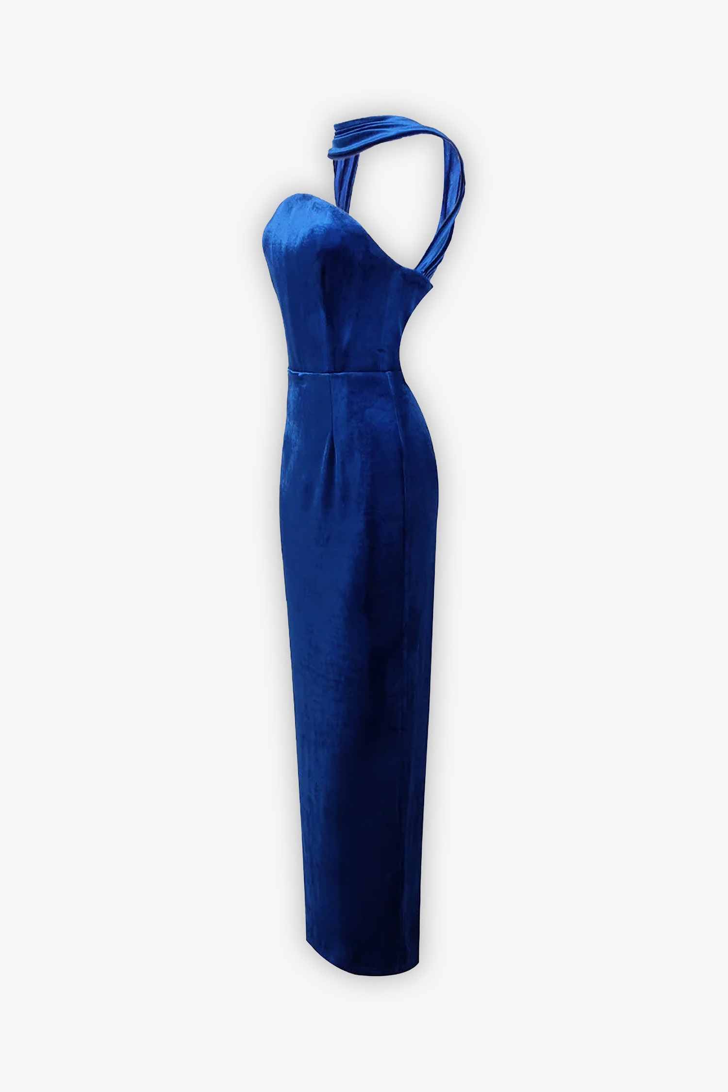 Royal Blue Velvet Halter Maxi Dress Dress