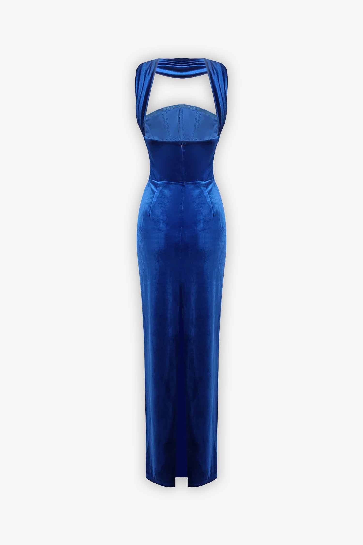 Royal Blue Velvet Halter Maxi Dress Dress