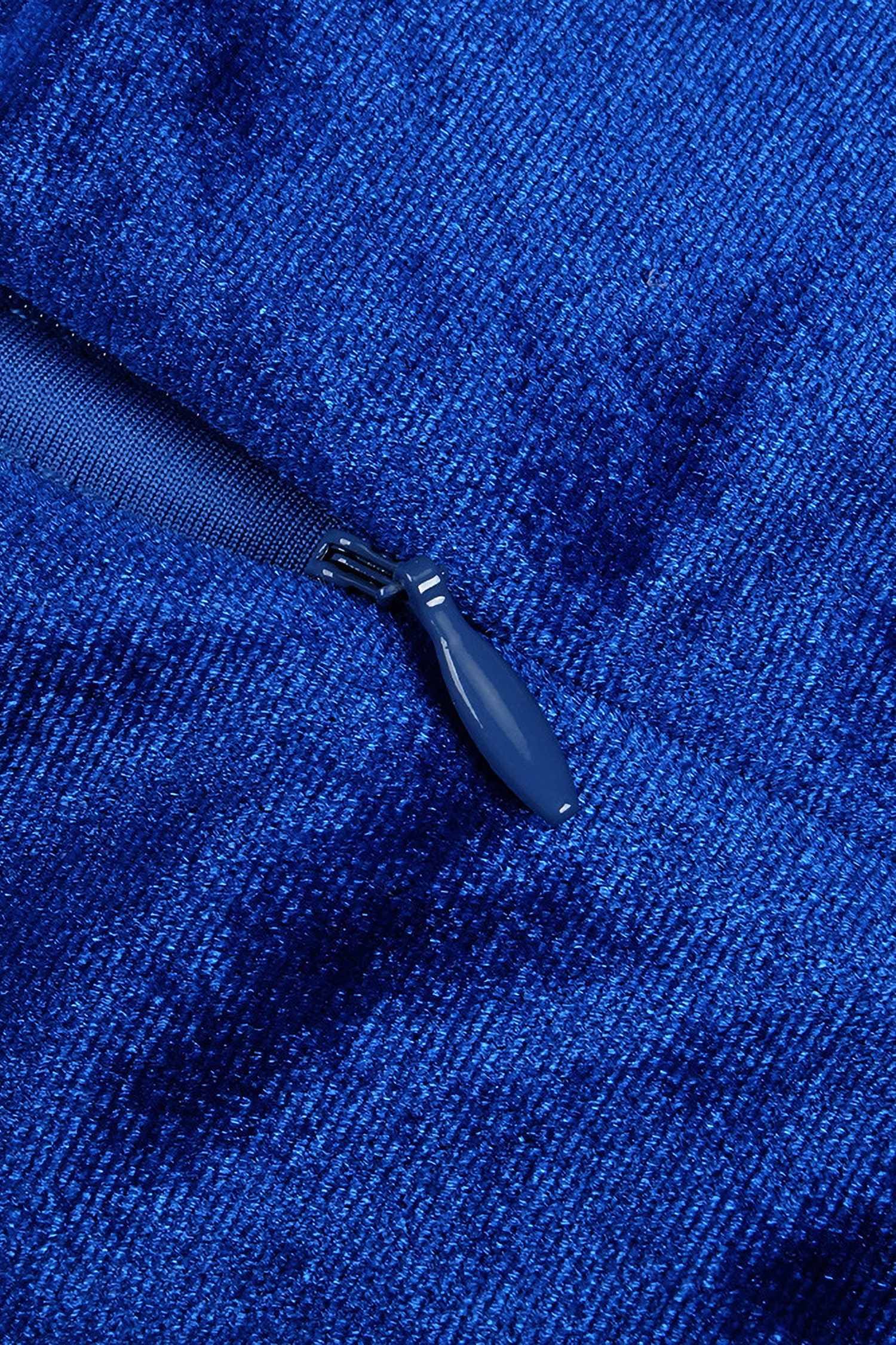 Royal Blue Velvet Halter Maxi Dress Dress