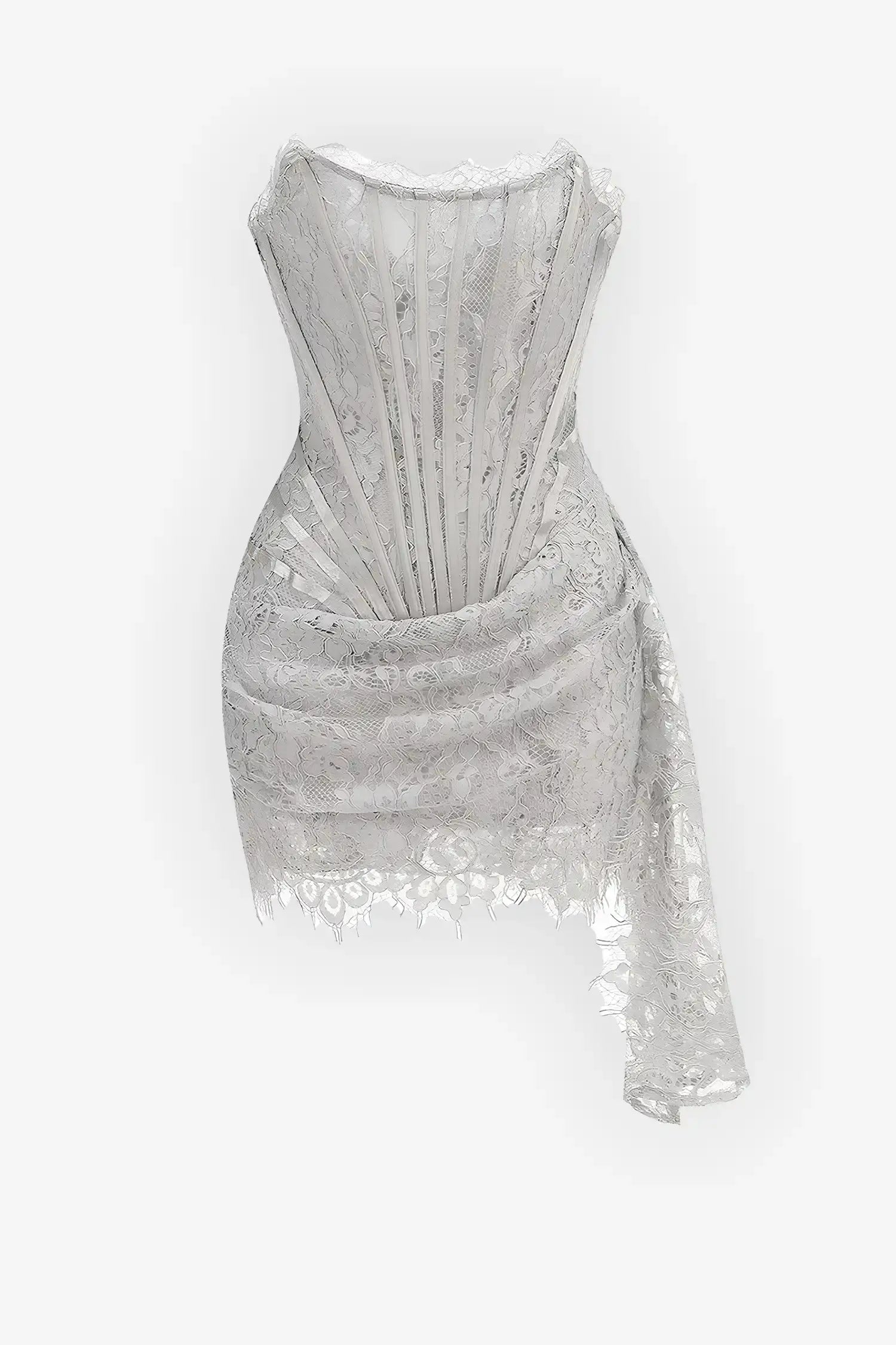 Silver Strapless Lace Corset Mini Dress Dress
