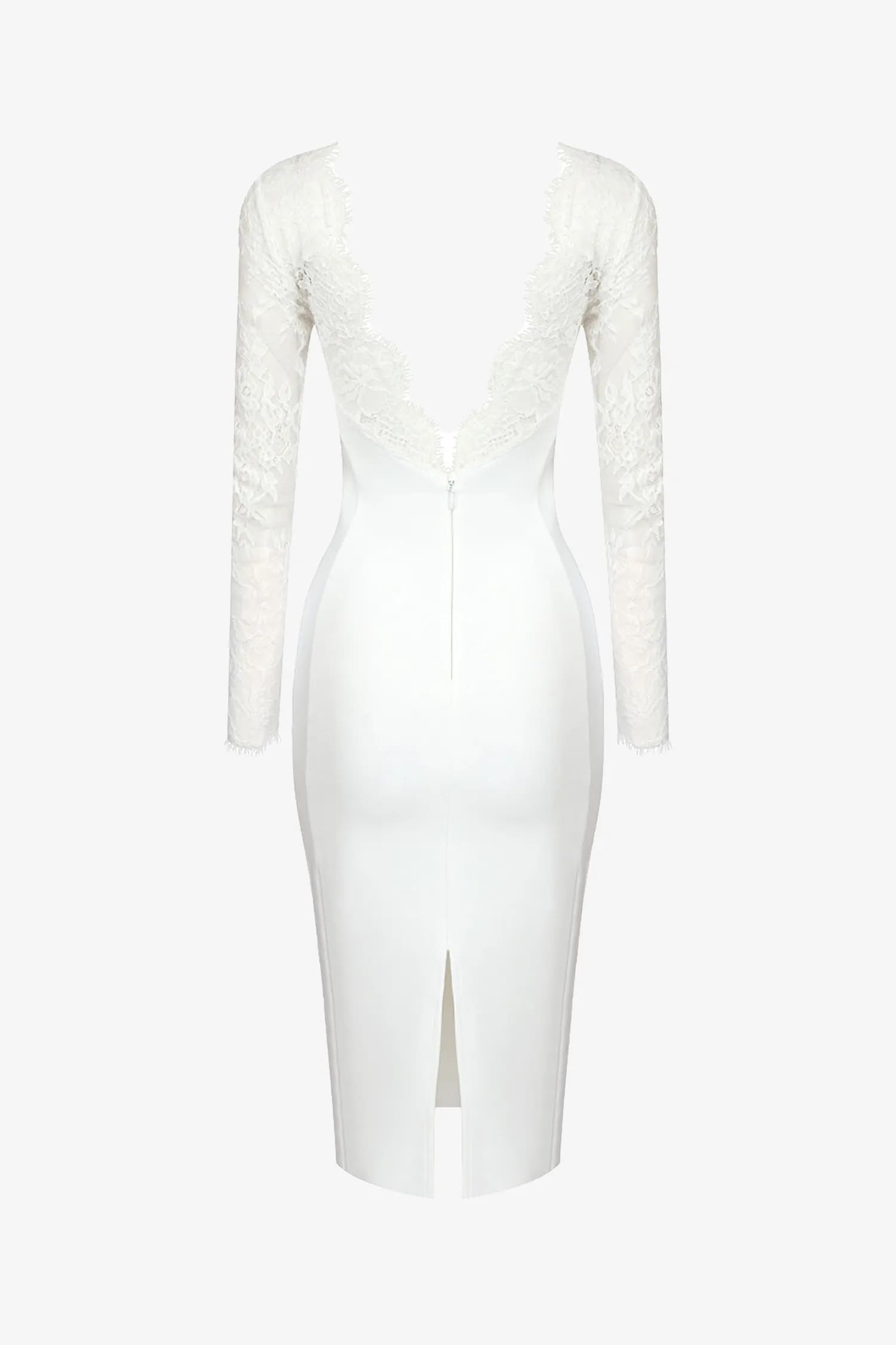 White Lace Long Sleeve Midi Dress