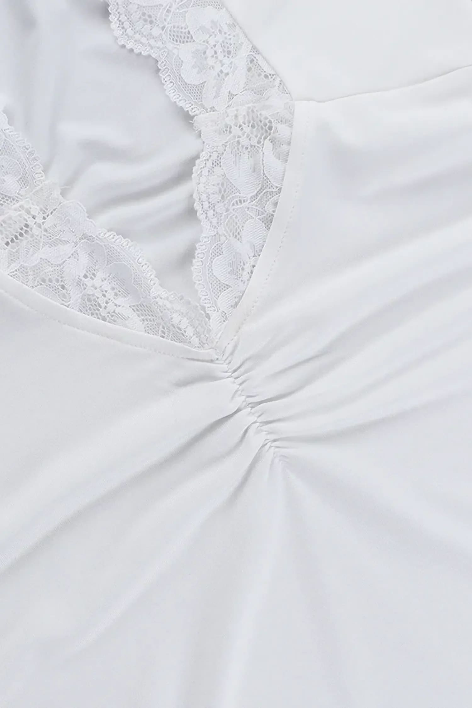 White Lace Trim Halter Cutout Mini Dress