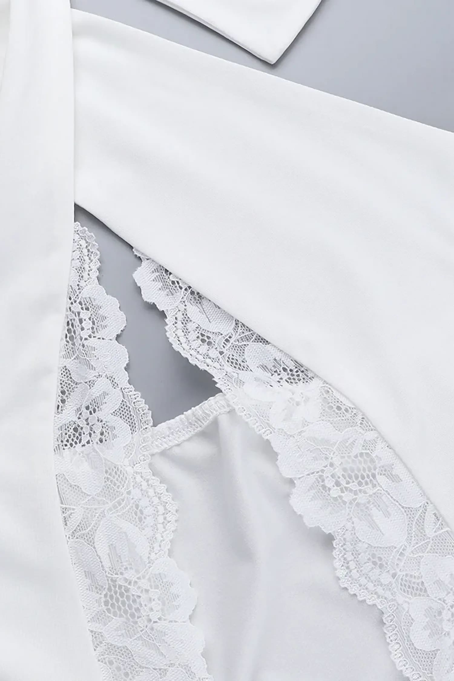 White Lace Trim Halter Cutout Mini Dress