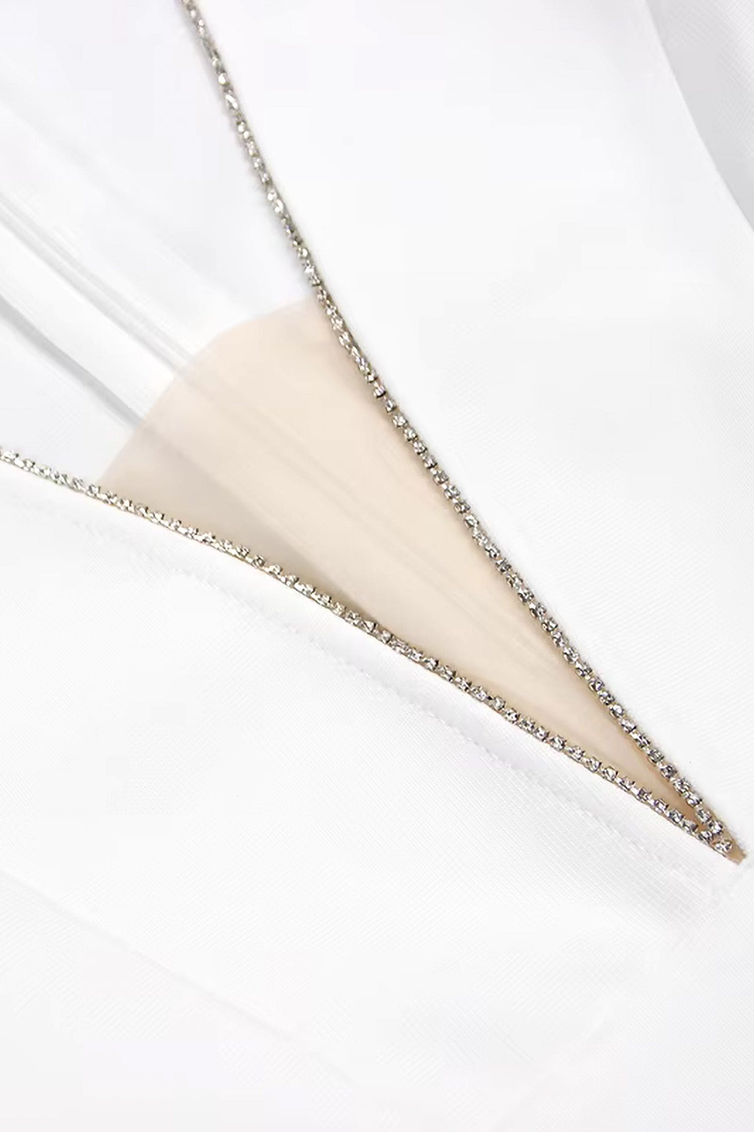 White Long Sleeves V-Neck Dress