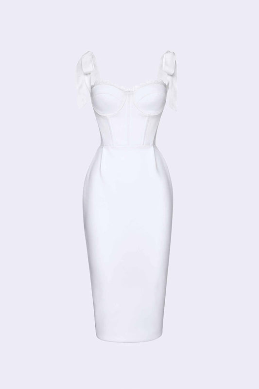 White Sleeveless Tight Boned Dress Dress