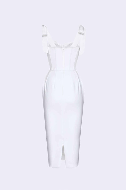 White Sleeveless Tight Boned Dress Dress