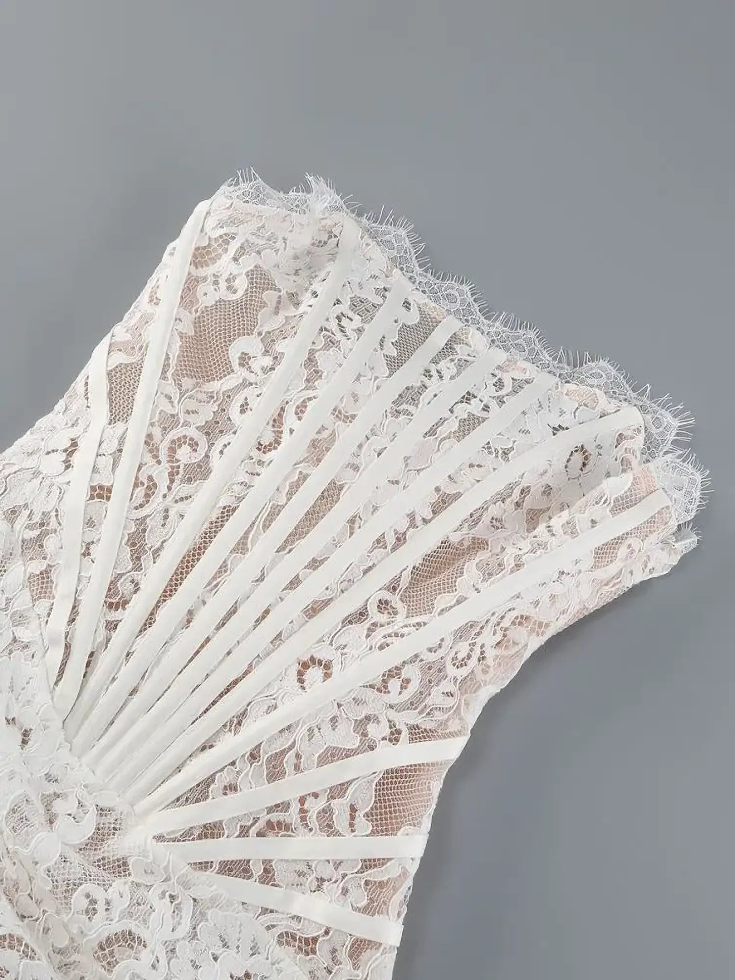 White Strapless Lace Corset Mini Dress Dress