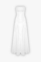 White Strapless Pleated Maxi Dress / 2