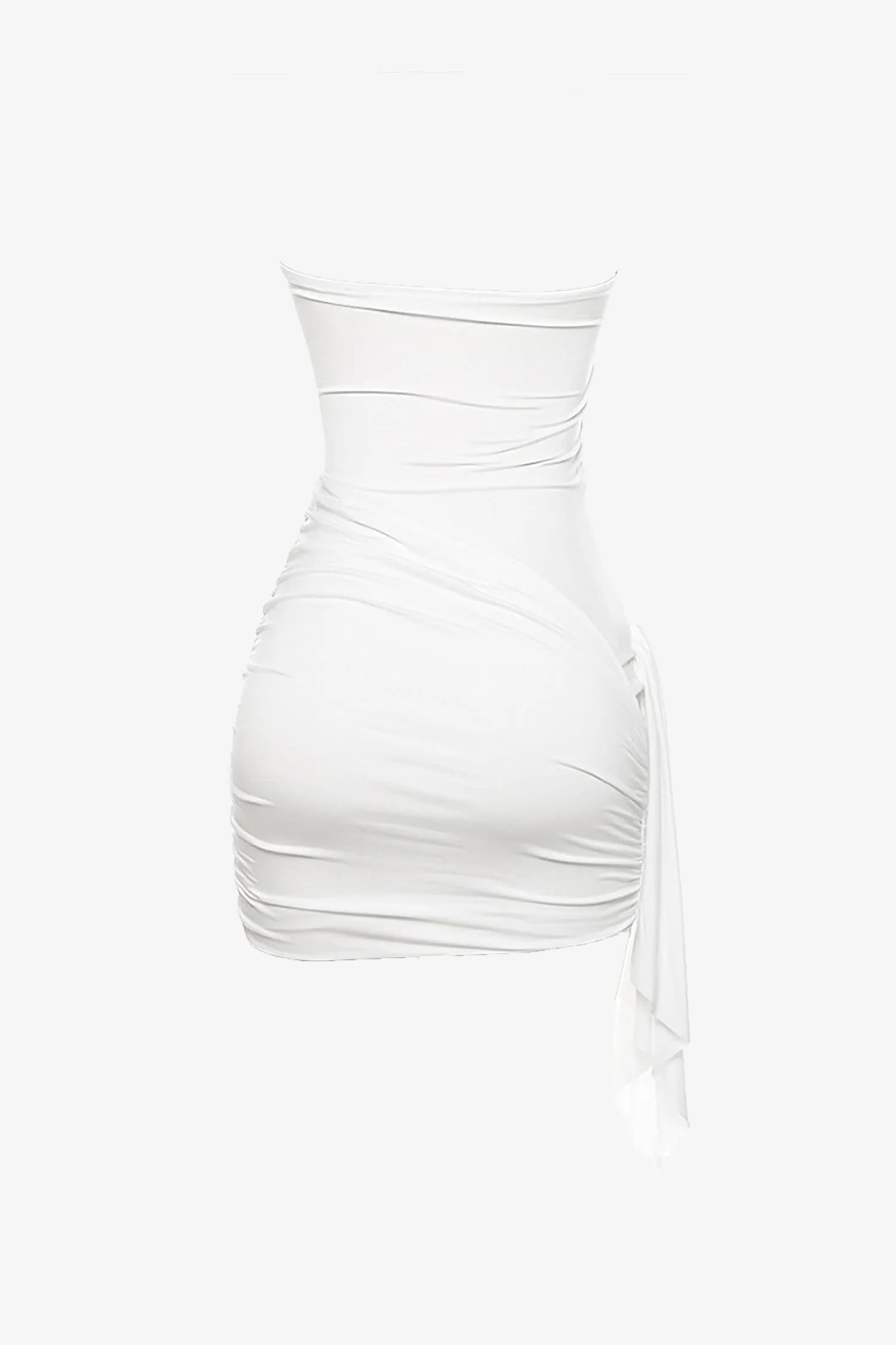 White Twist Front Strapless Mini Dress