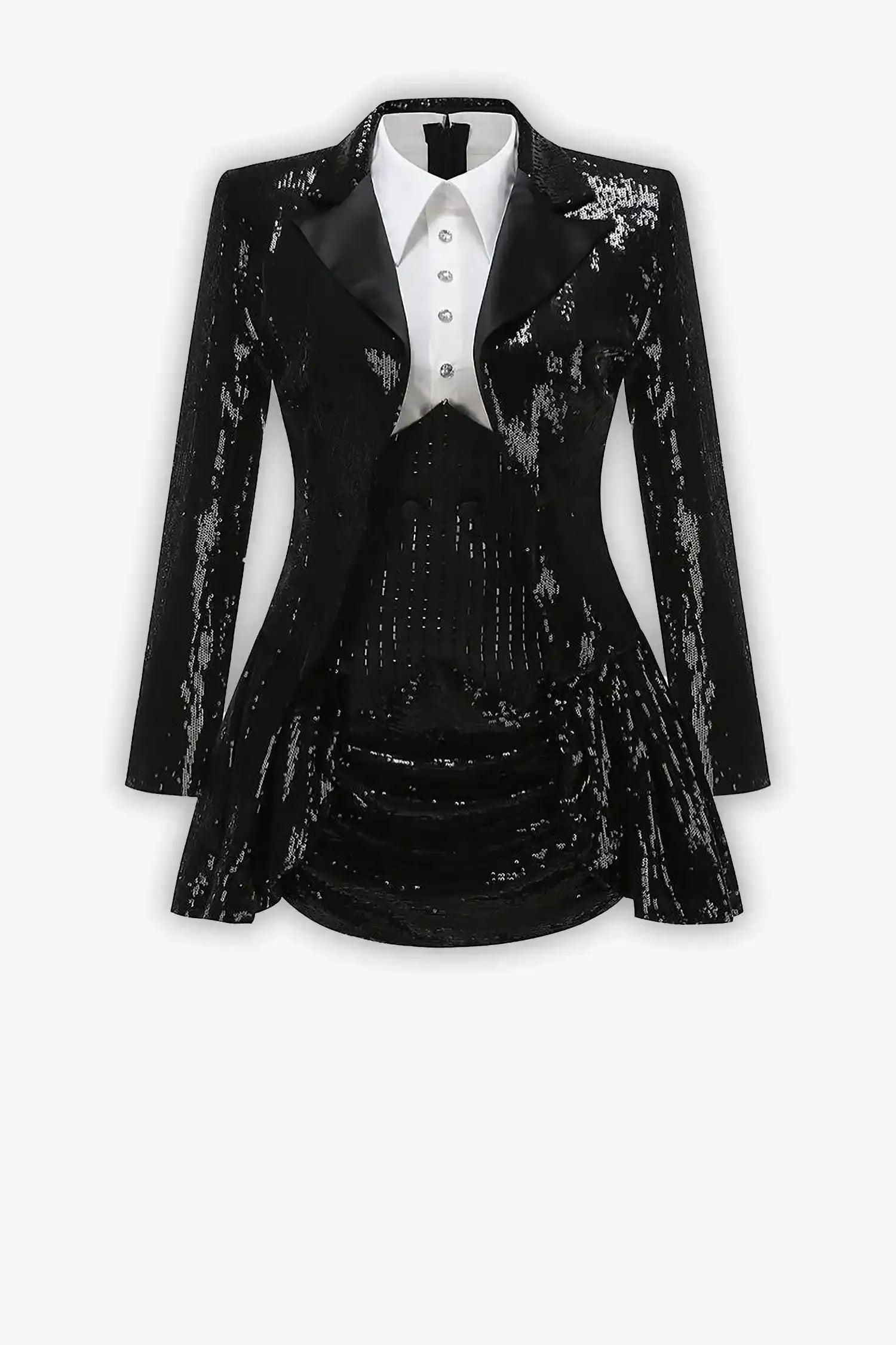 Black & White Sequin Tuxedo Mini Dress Dress