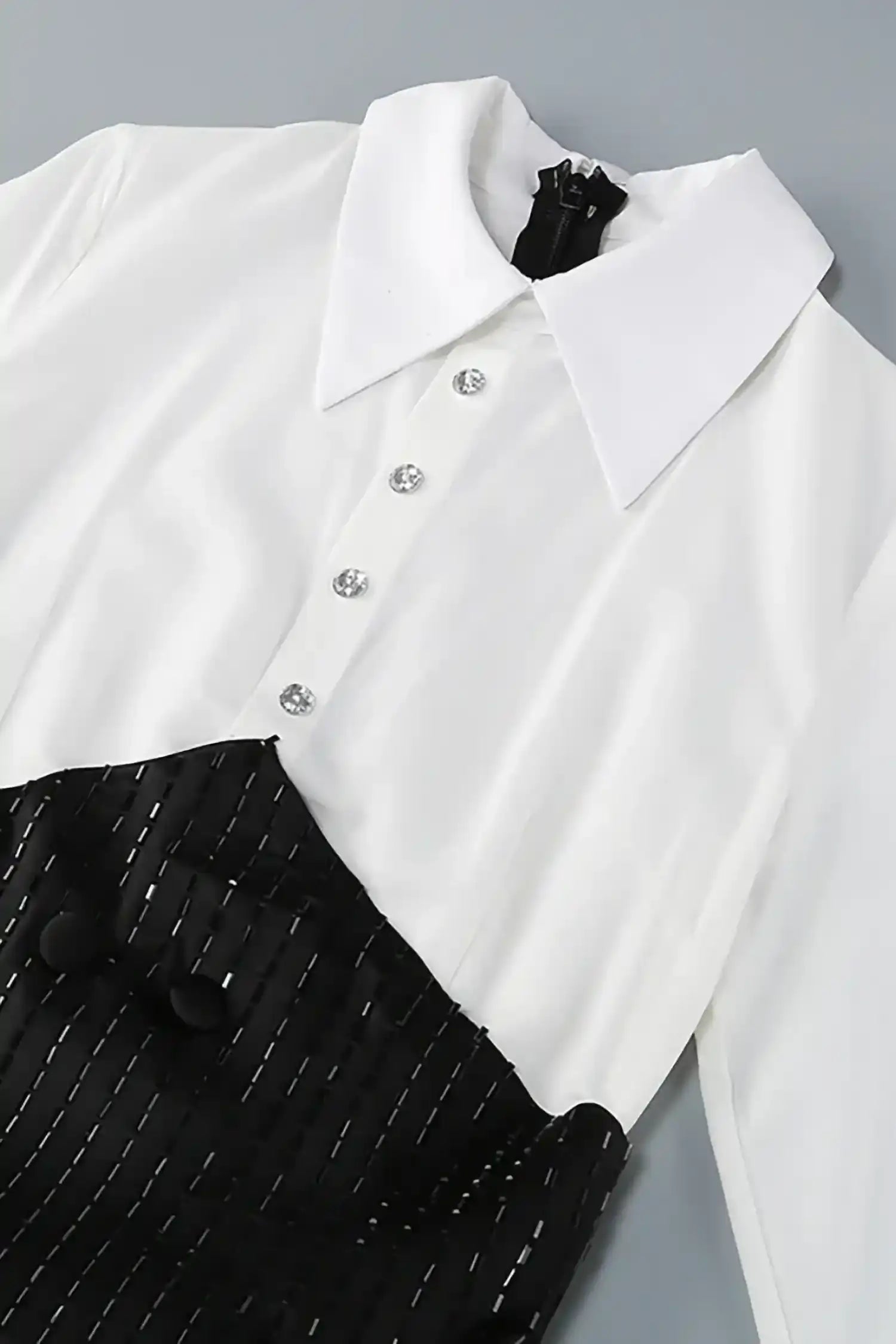 Black & White Sequin Tuxedo Mini Dress Dress
